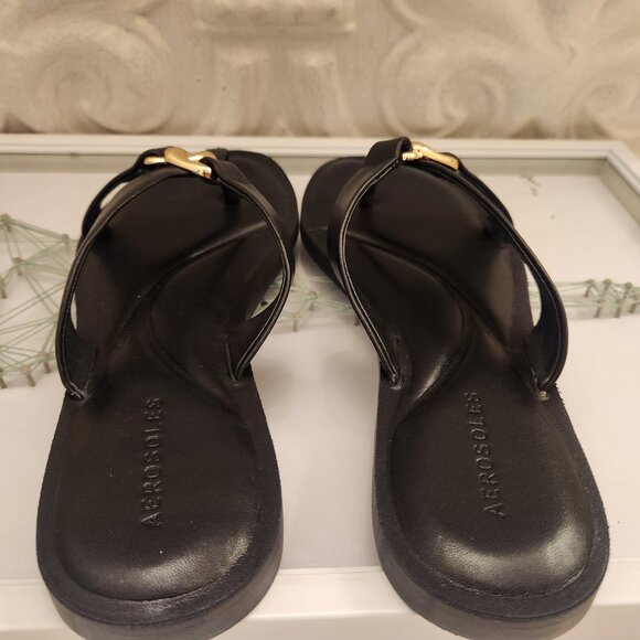 Aerosoles Black Leather "Gaia" Sandals. NIB. Size 9.5 - Picture 6 of 10